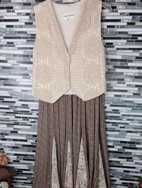 Nicole Marie Boutique Bohohemian Embroidered Vest And Floral Maxi Skirt Set
